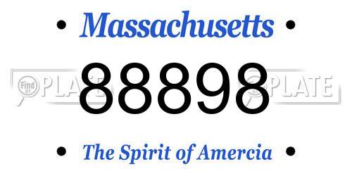 88898 Massachusetts License Plate