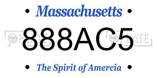 888AC5 Massachusetts License Plate