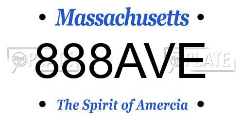 888AVE Massachusetts License Plate