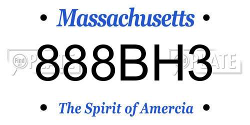 888BH3 Massachusetts License Plate