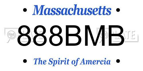 888BMB Massachusetts License Plate