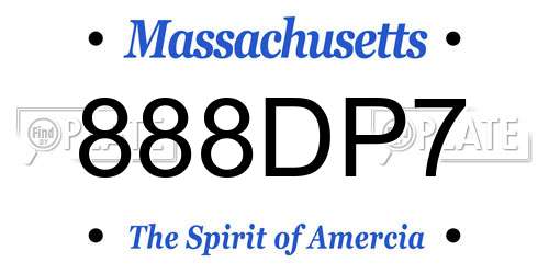 888DP7 Massachusetts License Plate