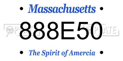 888E50 Massachusetts License Plate