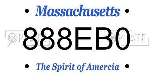 888EB0 Massachusetts License Plate