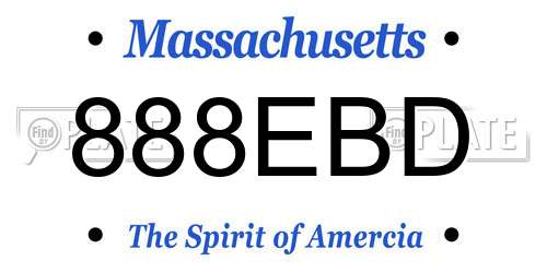 888EBD Massachusetts License Plate