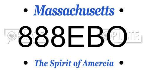 888EBO Massachusetts License Plate