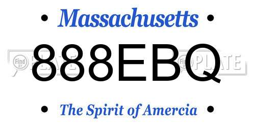 888EBQ Massachusetts License Plate