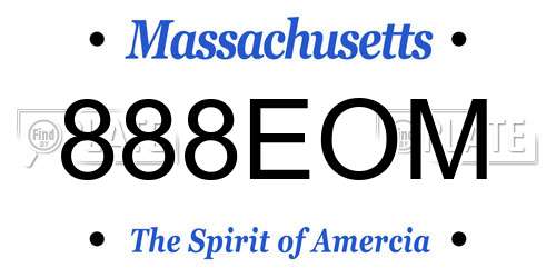 888EOM Massachusetts License Plate