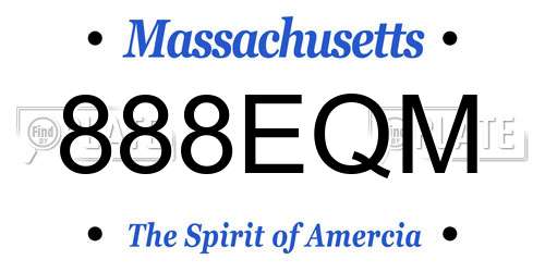 888EQM Massachusetts License Plate