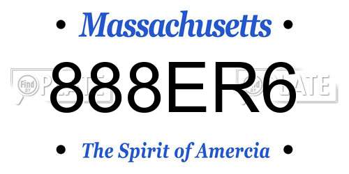 888ER6 Massachusetts License Plate