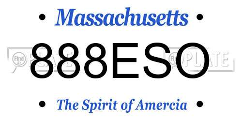 888ESO Massachusetts License Plate