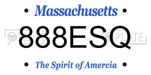 888ESQ Massachusetts License Plate