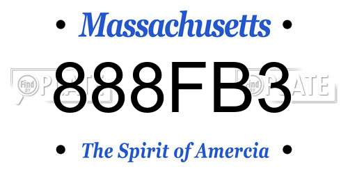888FB3 Massachusetts License Plate