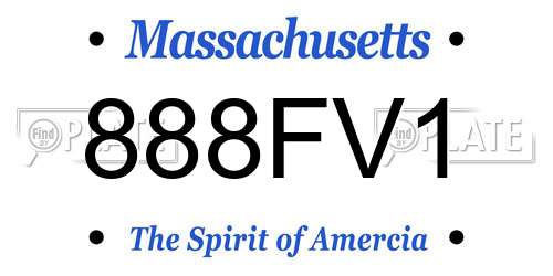888FV1 Massachusetts License Plate