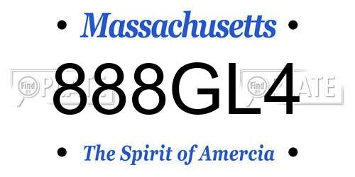 888GL4 Massachusetts License Plate