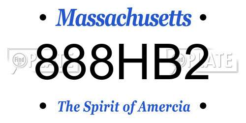 888HB2 Massachusetts License Plate