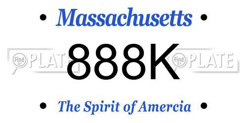 888K Massachusetts License Plate