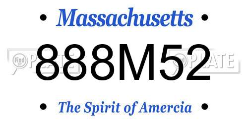 888M52 Massachusetts License Plate