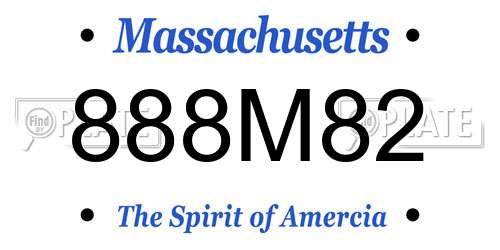 888M82 Massachusetts License Plate