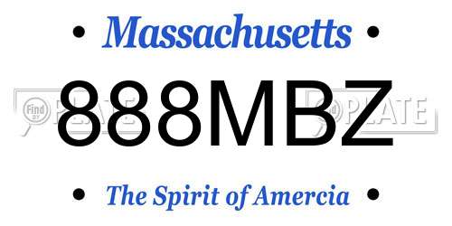 888MBZ Massachusetts License Plate