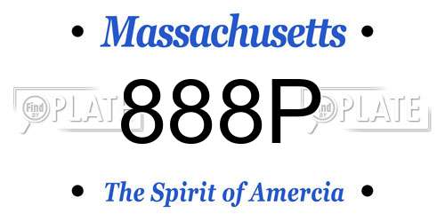 888P Massachusetts License Plate