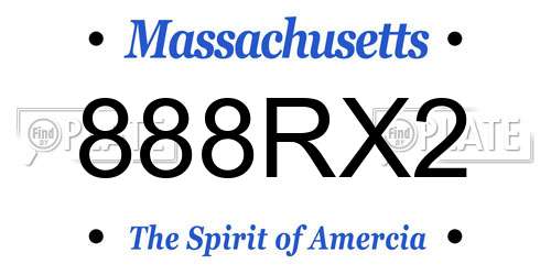 888RX2 Massachusetts License Plate