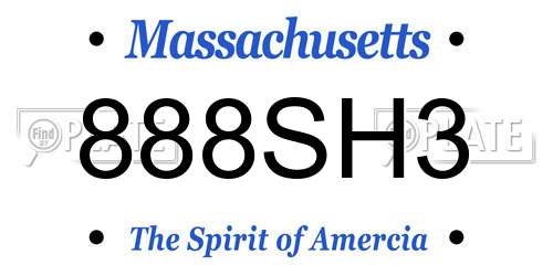 888SH3 Massachusetts License Plate