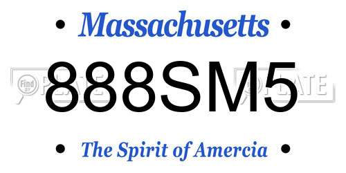888SM5 Massachusetts License Plate
