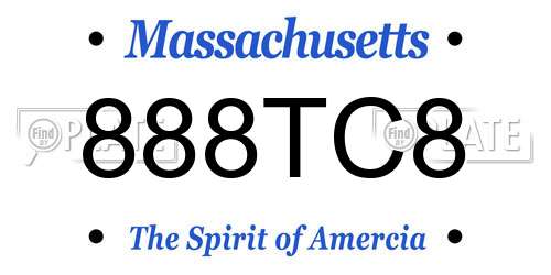 888TC8 Massachusetts License Plate