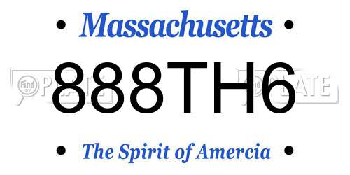 888TH6 Massachusetts License Plate