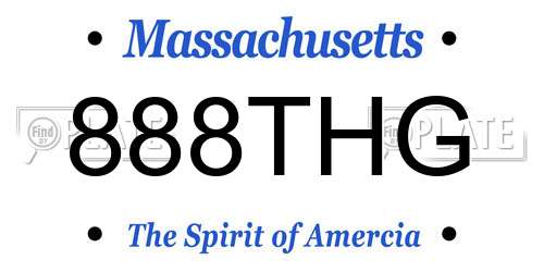 888THG Massachusetts License Plate