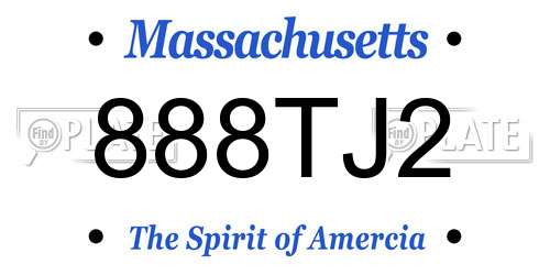 888TJ2 Massachusetts License Plate