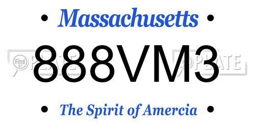 888VM3 Massachusetts License Plate