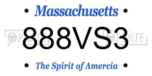 888VS3 Massachusetts License Plate