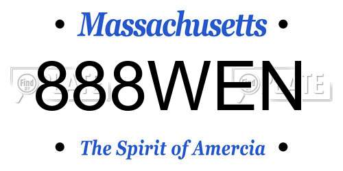 888WEN Massachusetts License Plate