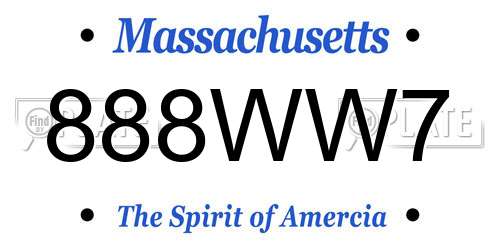 888WW7 Massachusetts License Plate