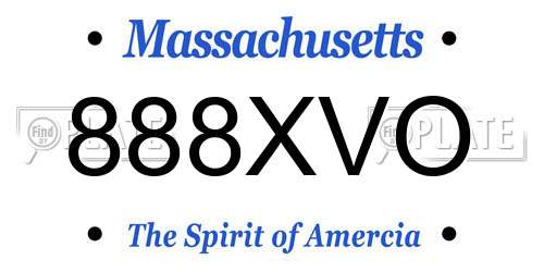 888XVO Massachusetts License Plate