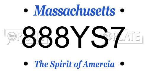 888YS7 Massachusetts License Plate