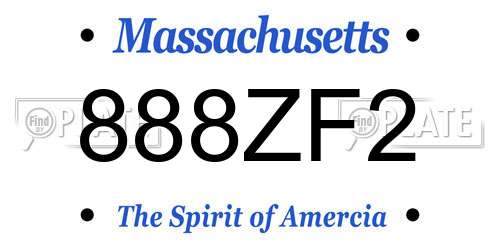 888ZF2 Massachusetts License Plate