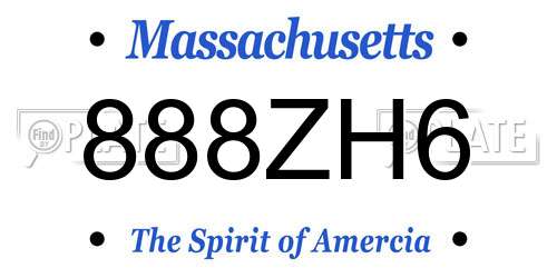 888ZH6 Massachusetts License Plate