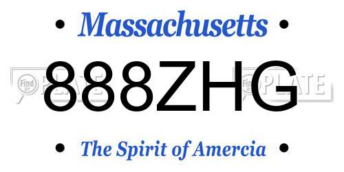 888ZHG Massachusetts License Plate