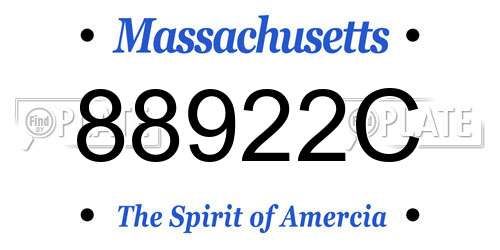 88922C Massachusetts License Plate