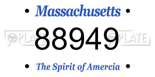 88949 Massachusetts License Plate