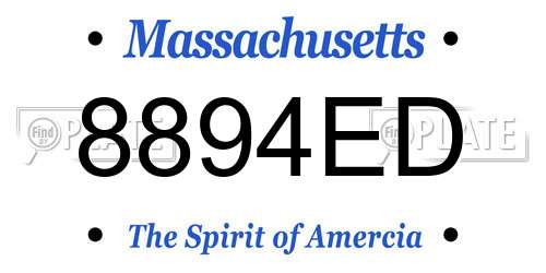 8894ED Massachusetts License Plate