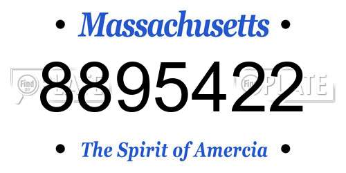 8895422 Massachusetts License Plate