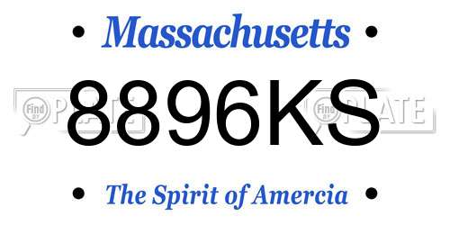 8896KS Massachusetts License Plate