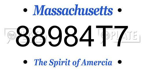 88984T7 Massachusetts License Plate