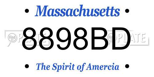 8898BD Massachusetts License Plate