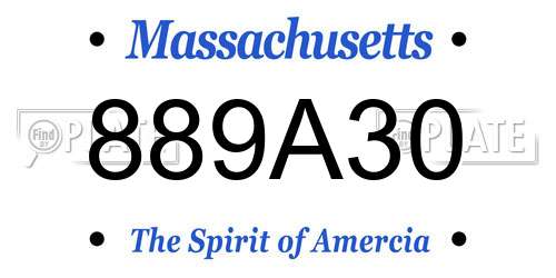 889A30 Massachusetts License Plate