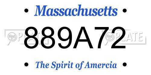 889A72 Massachusetts License Plate